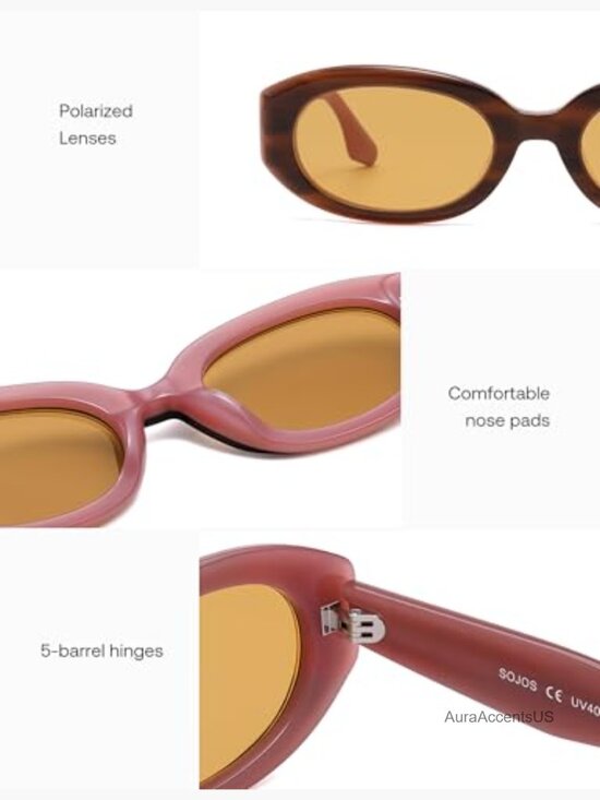 Oval Cat-Eye Polarized Sunglasses Acetate Retro Vintage
